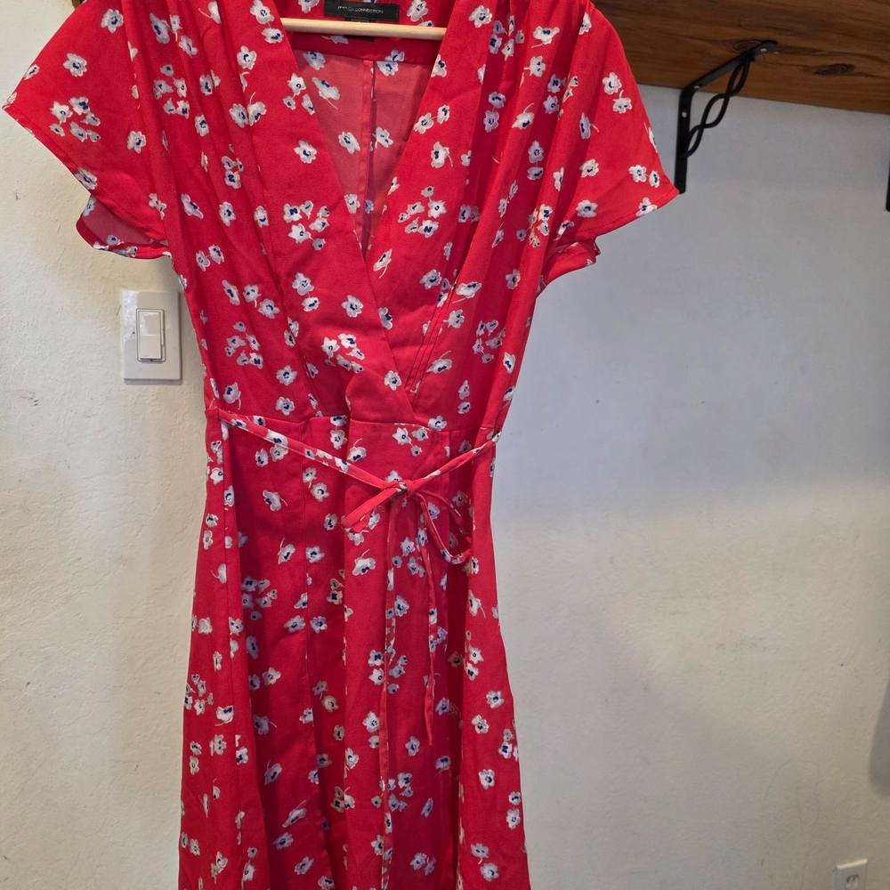 French Connection Red Floral Midi Dress